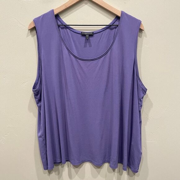 Eileen Fisher Woman Silk Sleeveless Tank Purple - Plus Size: 3X - Picture 1 of 7